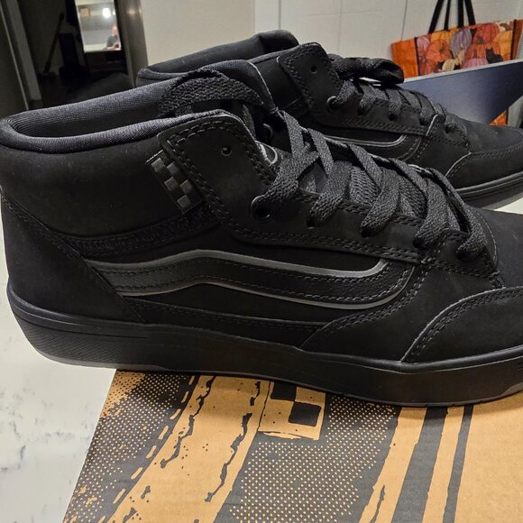 Vans Men's Zahba Mid Black Pewter Grey Suede Striped Skate Shoes Size 10 NEW - Picture 2 of 7